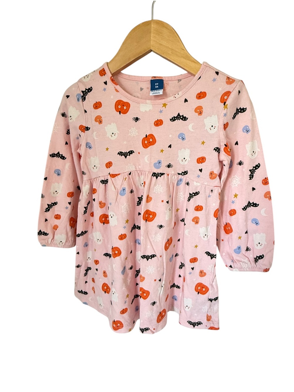 Old Navy Pink Pumpkin & Bat Long-Sleeve Casual Dress 2T